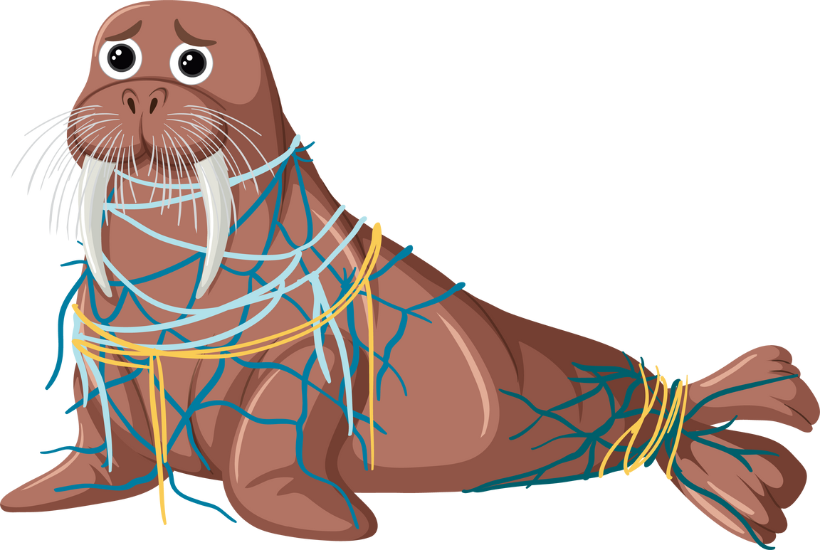 Plastic Pollution on Marine Life Concept